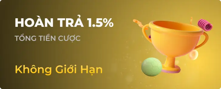 Hình ảnh quảng bá cho chương trình HOÀN TRẢ 1.5% tại UK88BETVIP